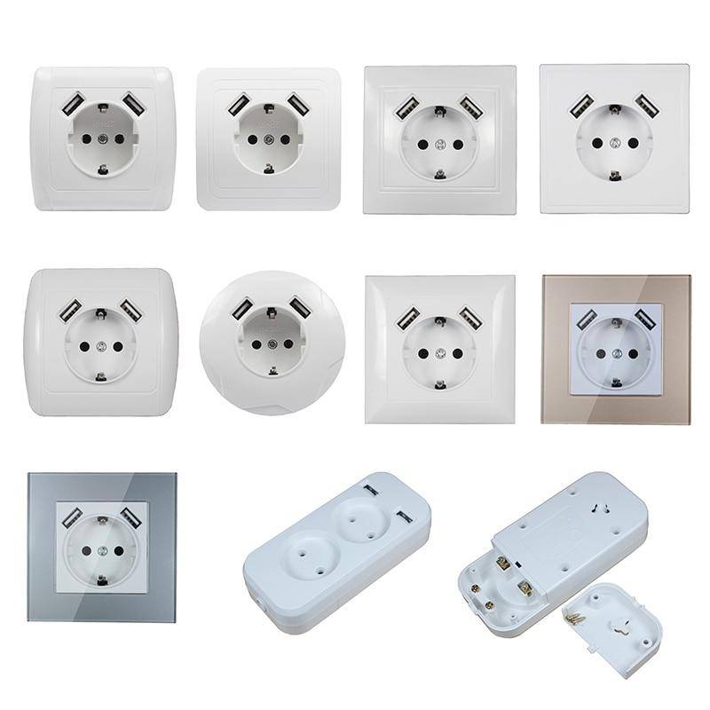 New USB Wall Socket for phone charge Free shipping Double USB Port 5V 2A TDM EKF IEK Universal  B001 israel wall outlet 2021