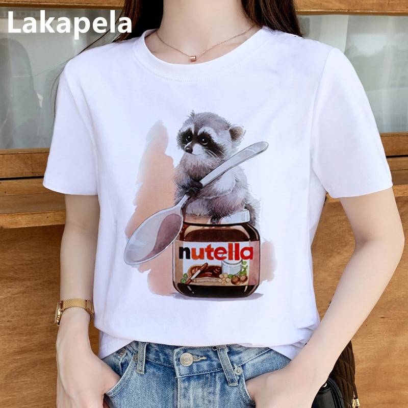 Watercolor Nutella Print T-Shirt