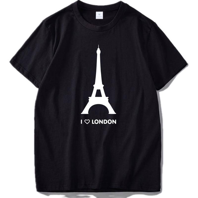 I Love London T shirt Eiffel Tower Funny Design Fashion