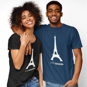 I Love London T shirt Eiffel Tower Funny Design Fashion 2