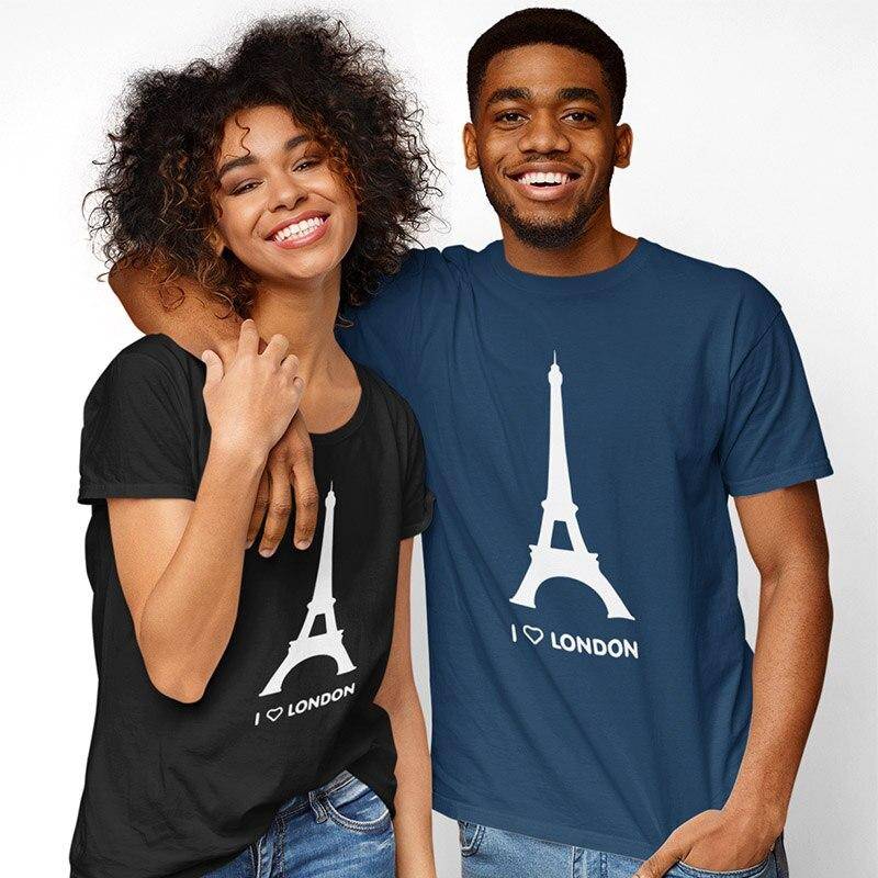 I Love London T shirt Eiffel Tower Funny Design Fashion
