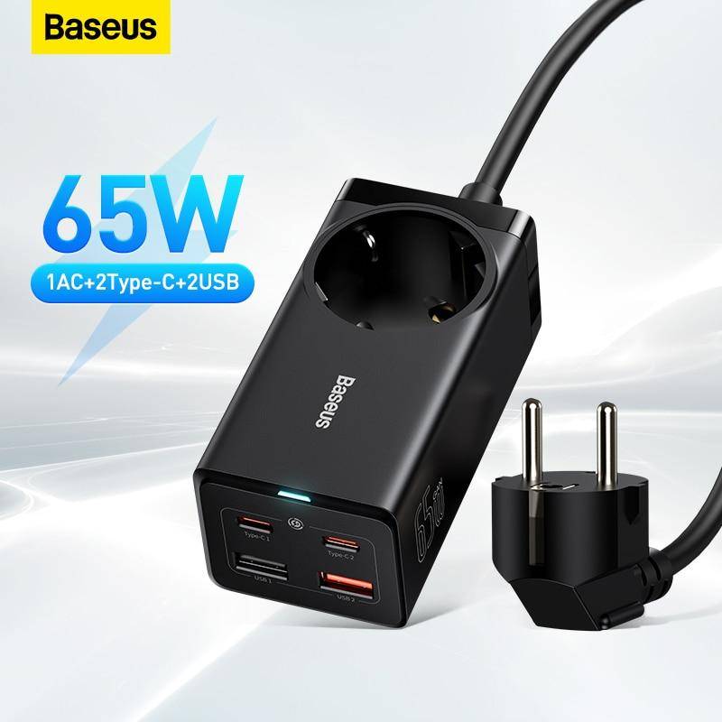Baseus 65W GaN Charger Power Strip 4 ports Desktop Adapter Fast Charging Station