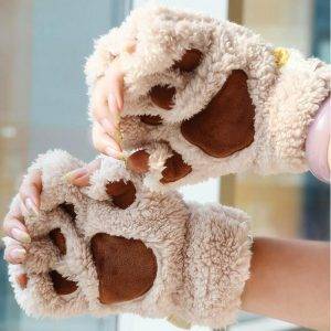 Fluffy Cat Paw Mittens 2