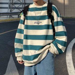 Korean Striped Loose Sweatshirt 2