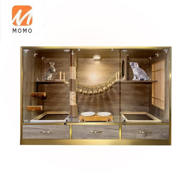 Customized solid wood cat cabinet pet shop display cabinet feeding cabinet dog cage bracket