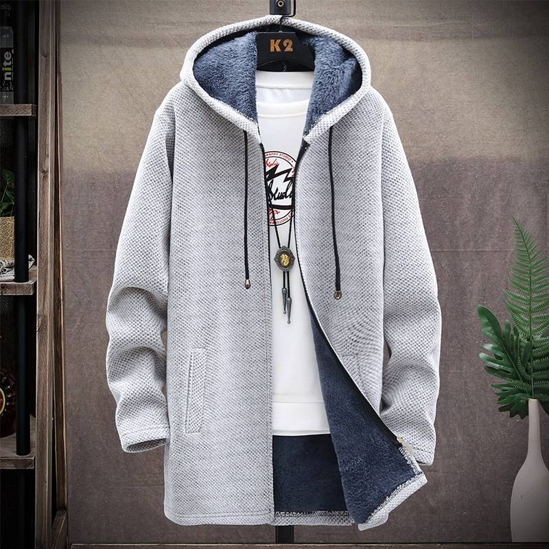 Autumn/Winter New Men's Fashion Casual Solid Color Medium Length Sweater