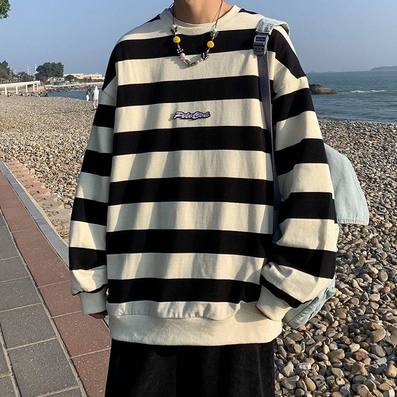 Korean Striped Loose Sweatshirt