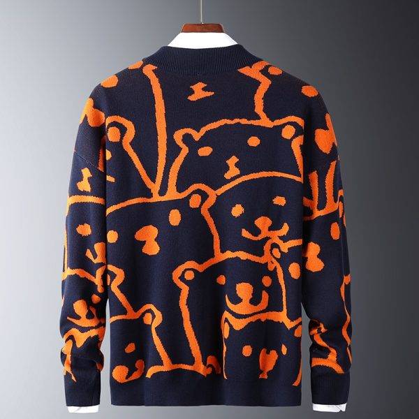 Mens Autumn Casual Sweaters Polar Bear Pattern