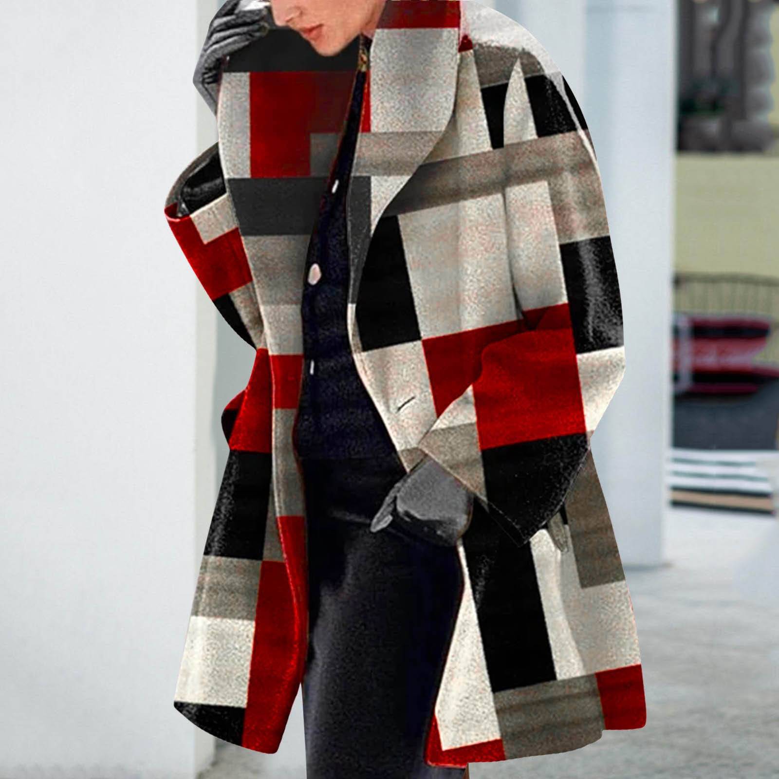 Retro Plaid Woolen Trench Coat