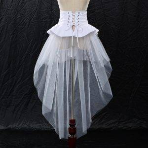 Women Gothic Punk Corset Skirt Irregular Cocktail Tulle Belt Skirts 2