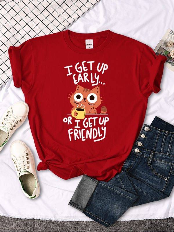 I Get Up Are Lazy Cute Cat Women T-shirts