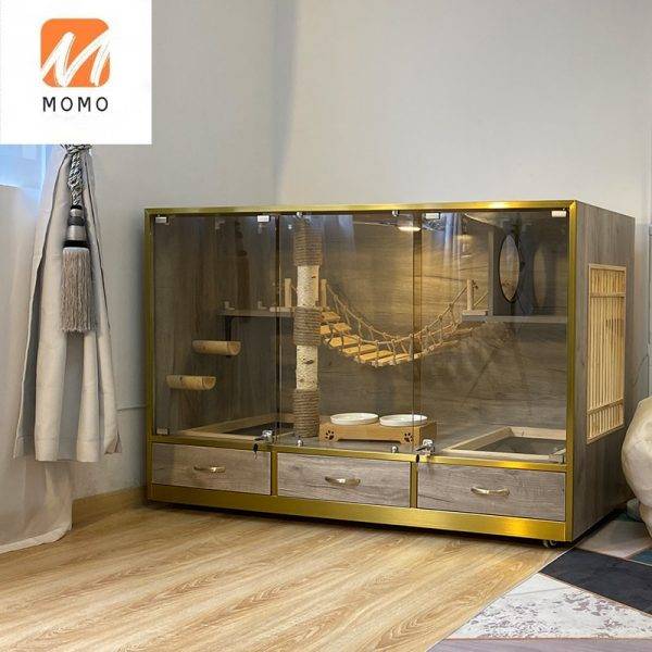 Customized solid wood cat cabinet pet shop display cabinet feeding cabinet dog cage bracket