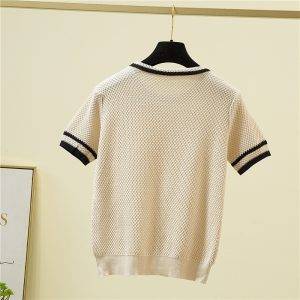 Korean Bow Patchwork Knit T-Shirt 2