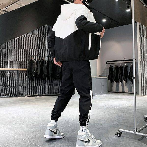 Dropshipping Patchwork Hip Hop Casual Men's Sets 2023 Korean Style 2 Piece Sets Clothes Men Streetwear Fitness Male Tracksuit