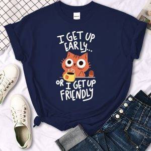 I Get Up Are Lazy Cute Cat Women T-shirts 2