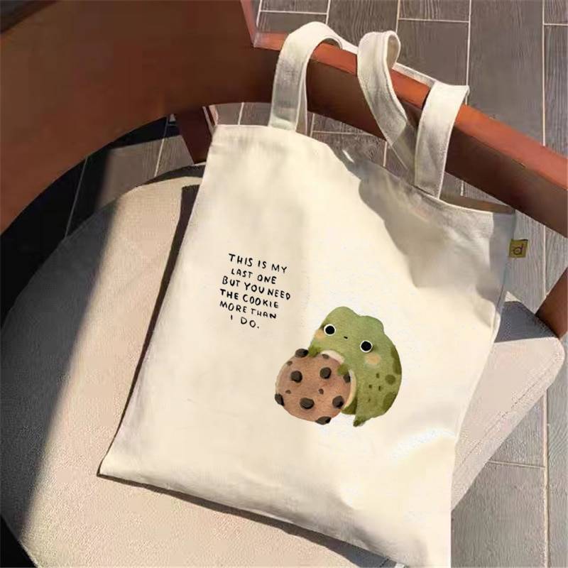 Frog Art Canvas Tote Bag