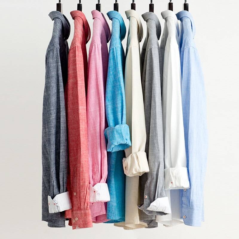 80% cotton 20% linen Shirts Longsleeve Shirt for Men clothing pure colored Casual hemp shirt camisa masculina mens dress shirts