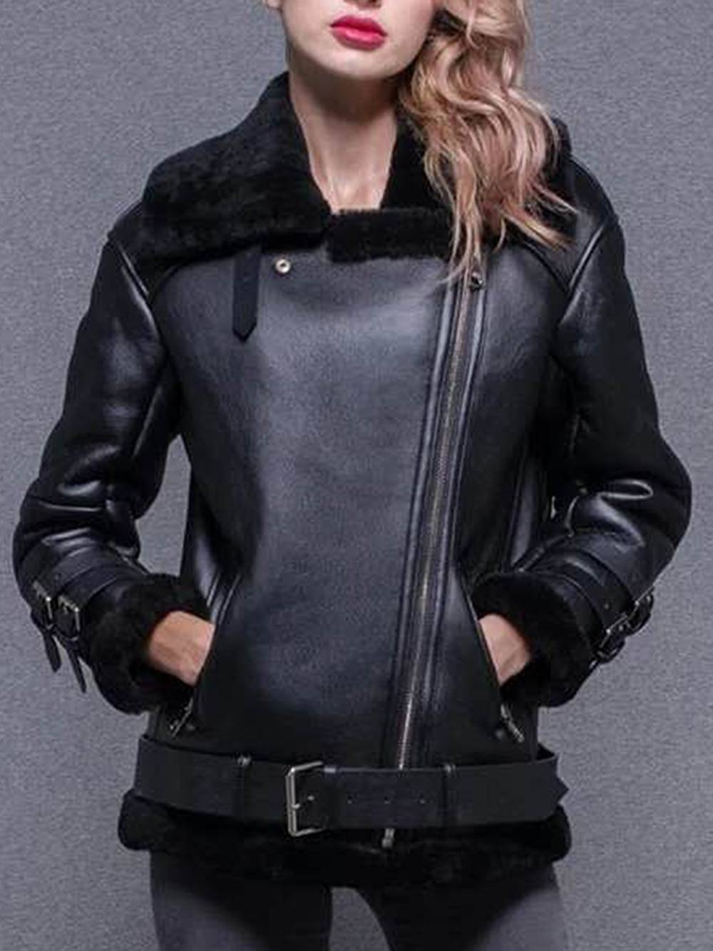 Thick and warm faux leather jacket Coat