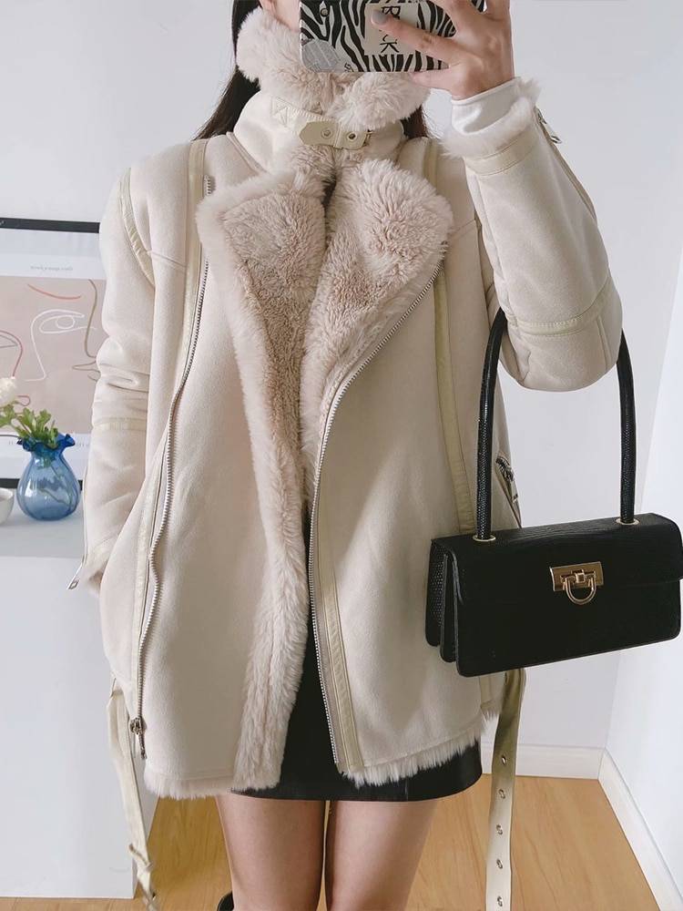 LY VAREY LIN Winter Women New Overcoat Faux Leather Fur