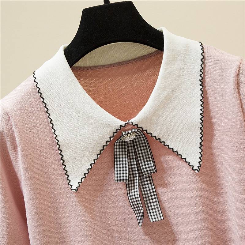 Korean Sweet Style Bow Knit T-Shirt
