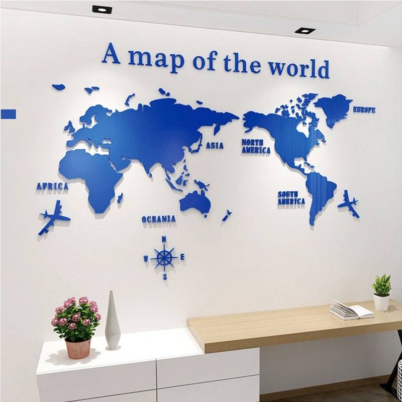 World Map Acrylic 3D Solid Crystal Bedroom