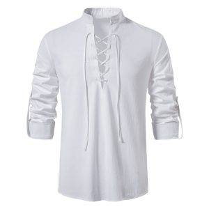 Men's Casual Blouse Cotton Linen Shirt 2
