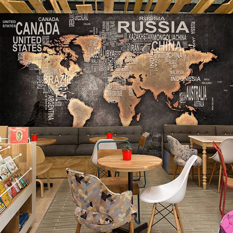 Custom Mural Wallpaper 3D Retro World Map Photo Wall