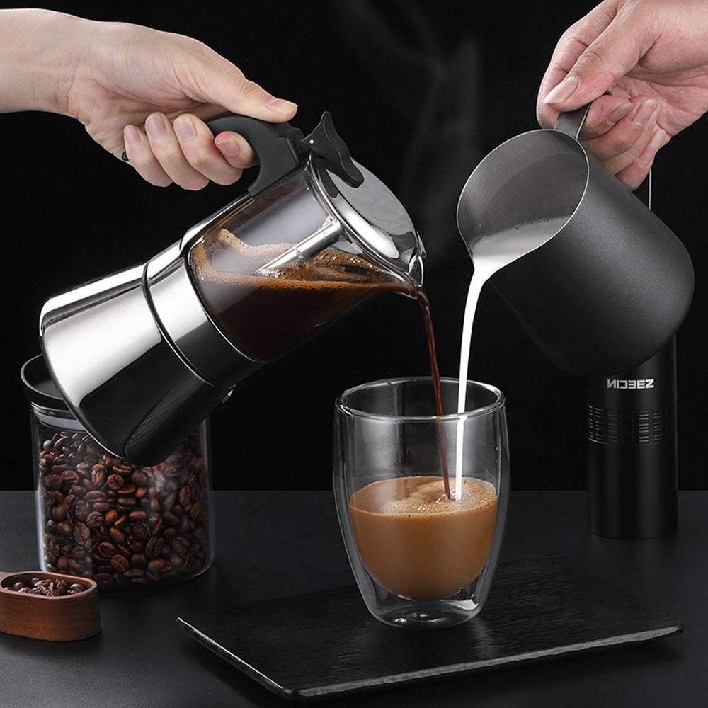 Luxurious Stovetop Moka Pot Crystal Glass Espresso Maker