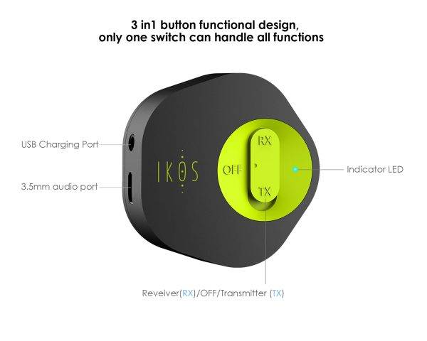 IKOS Bluetooth 5.0 Transmitter Receiver 2 in 1