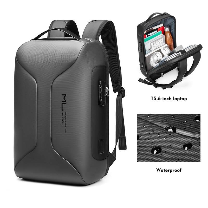 ABQP New Oxford Waterproof Backpack Laptop USB Charging Anti-theft Men Travel Bag