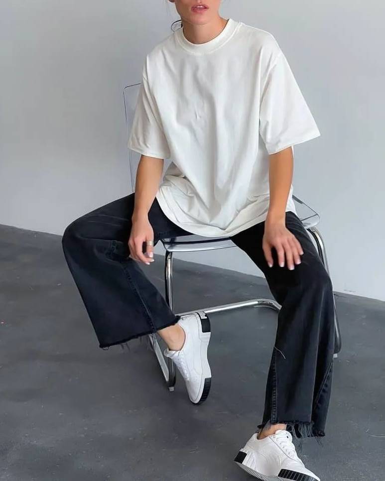 WOTWOY Summer Casual Solid Oversized T-shirts Women