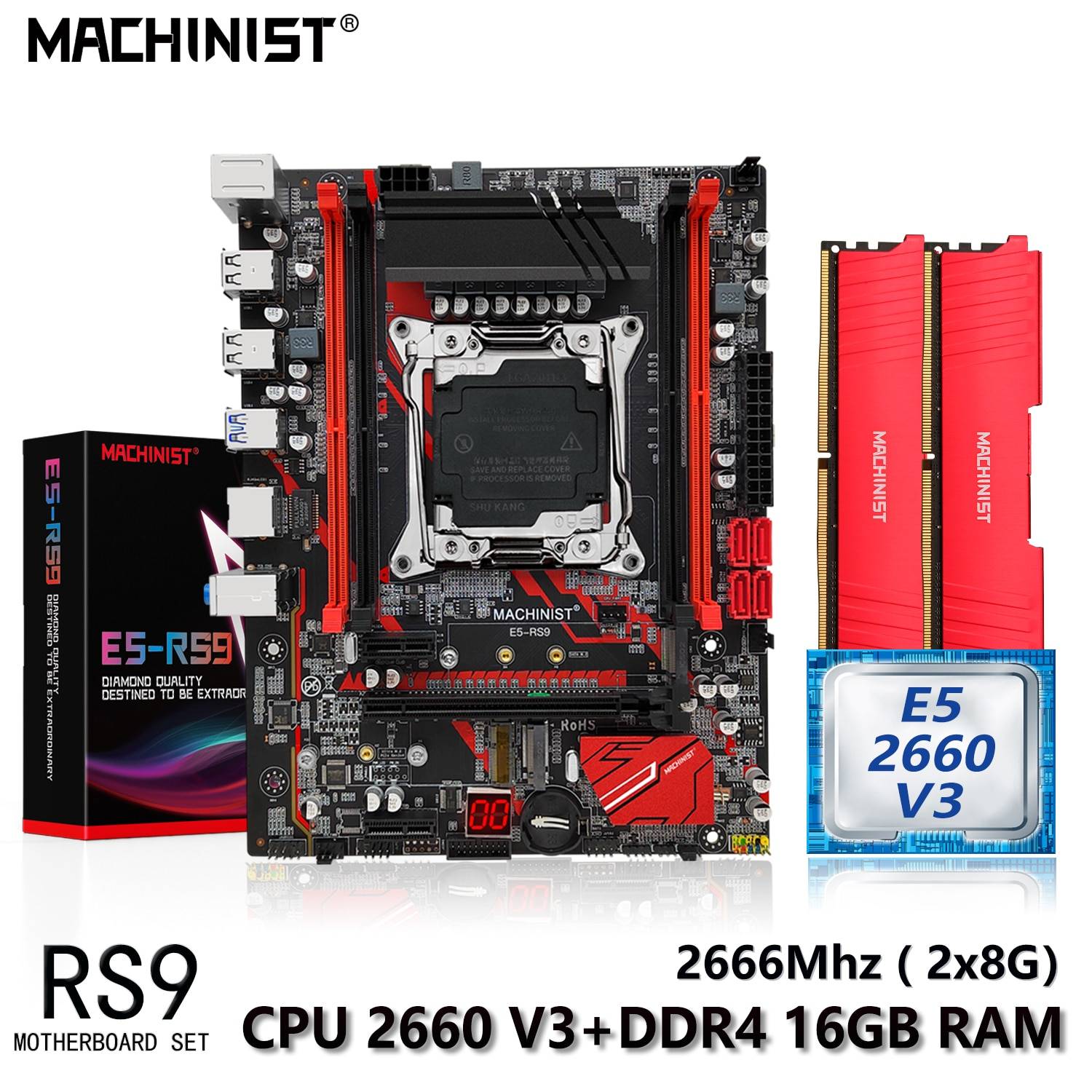 MACHINIST RS9 Motherboard LGA 2011-3 X99 Set Kit Xeon E5 2660 V3