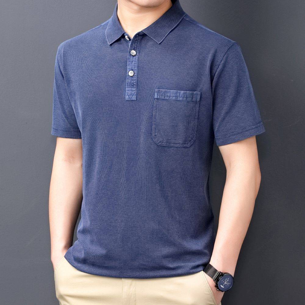COODRONY Solid Color Simple Versatile Pocket Polo-Shirt Summer Men
