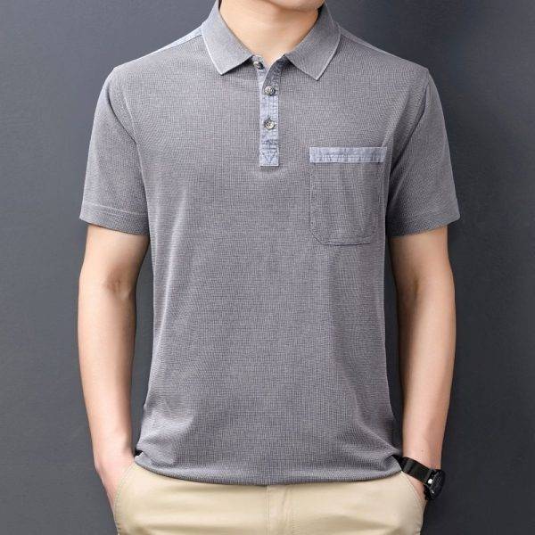 COODRONY Solid Color Simple Versatile Pocket Polo-Shirt Summer Men