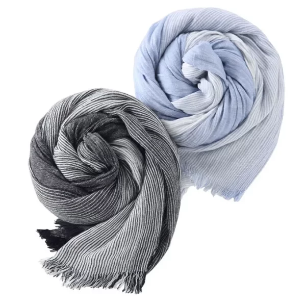 Japanese Cotton Scarves Unisex Cashmere big size striped tassel scarves